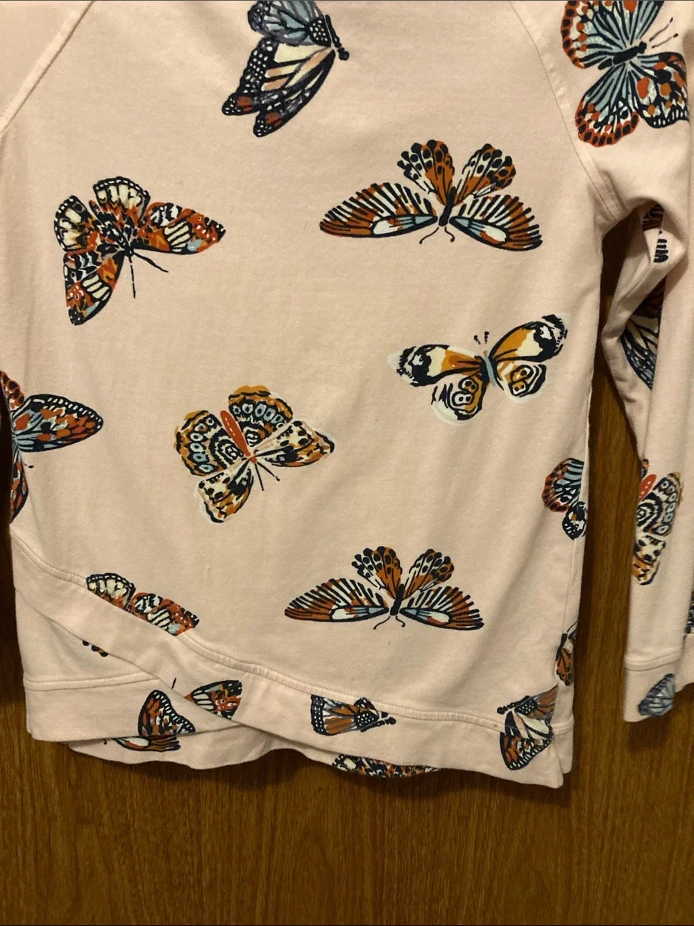 Nomad Pink Hoodie with Multicolor Butterfly Trim